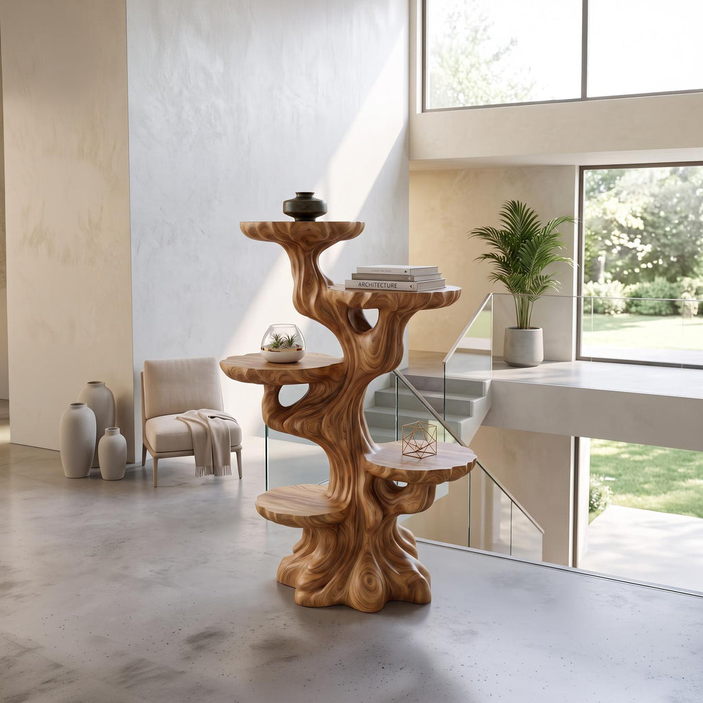Contemporary Sculptural Plant Stand With Tiered Tree For Entryway SINLSAPT027