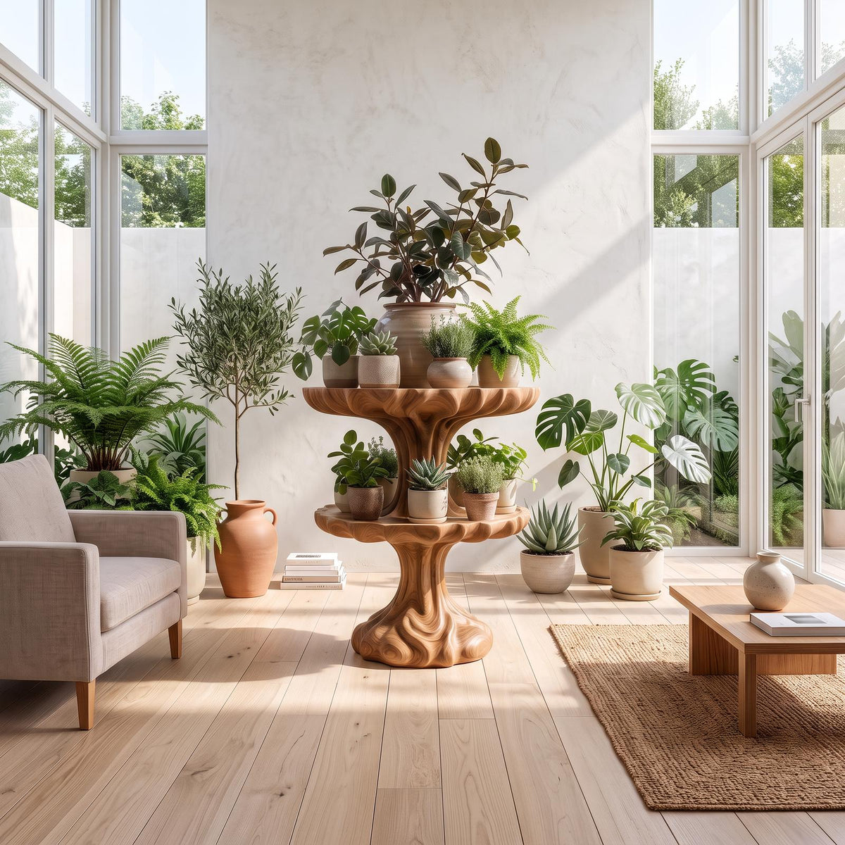 Natural Tree Plant Stand With Branch Inspired Design For Living Room And Sunroom SINLSAPT019