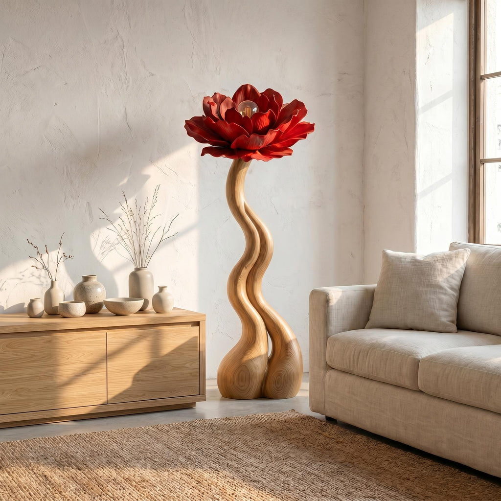 Modern Floor Lamp With Handcrafted Flower Form For Living Room