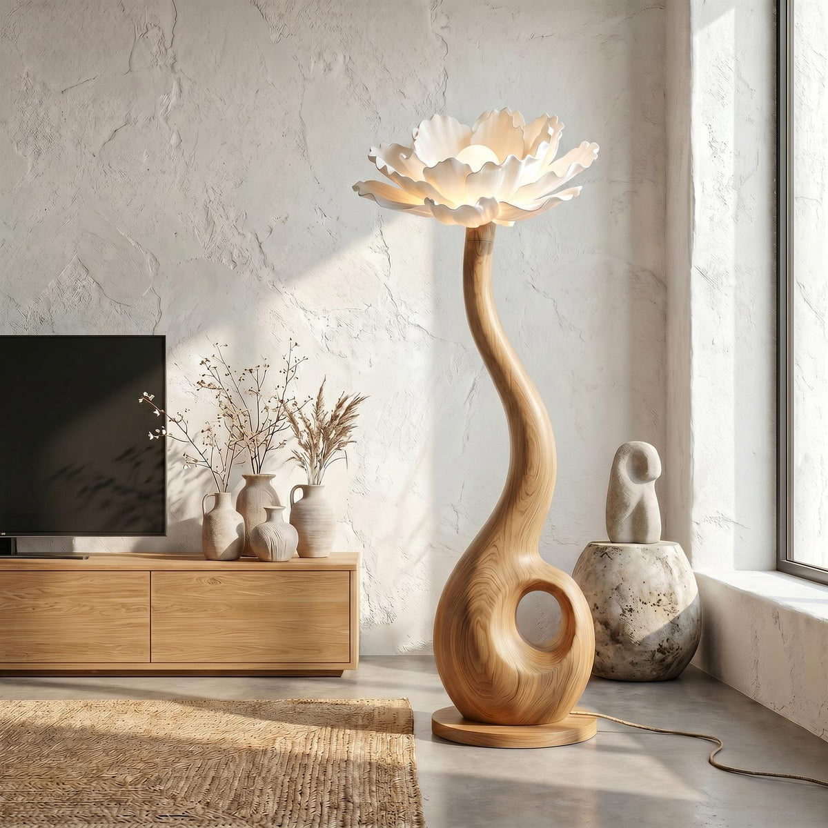 Artistic Floor Lamp With Nature Inspired Flower Design For Living Room SINLSAFLP119
