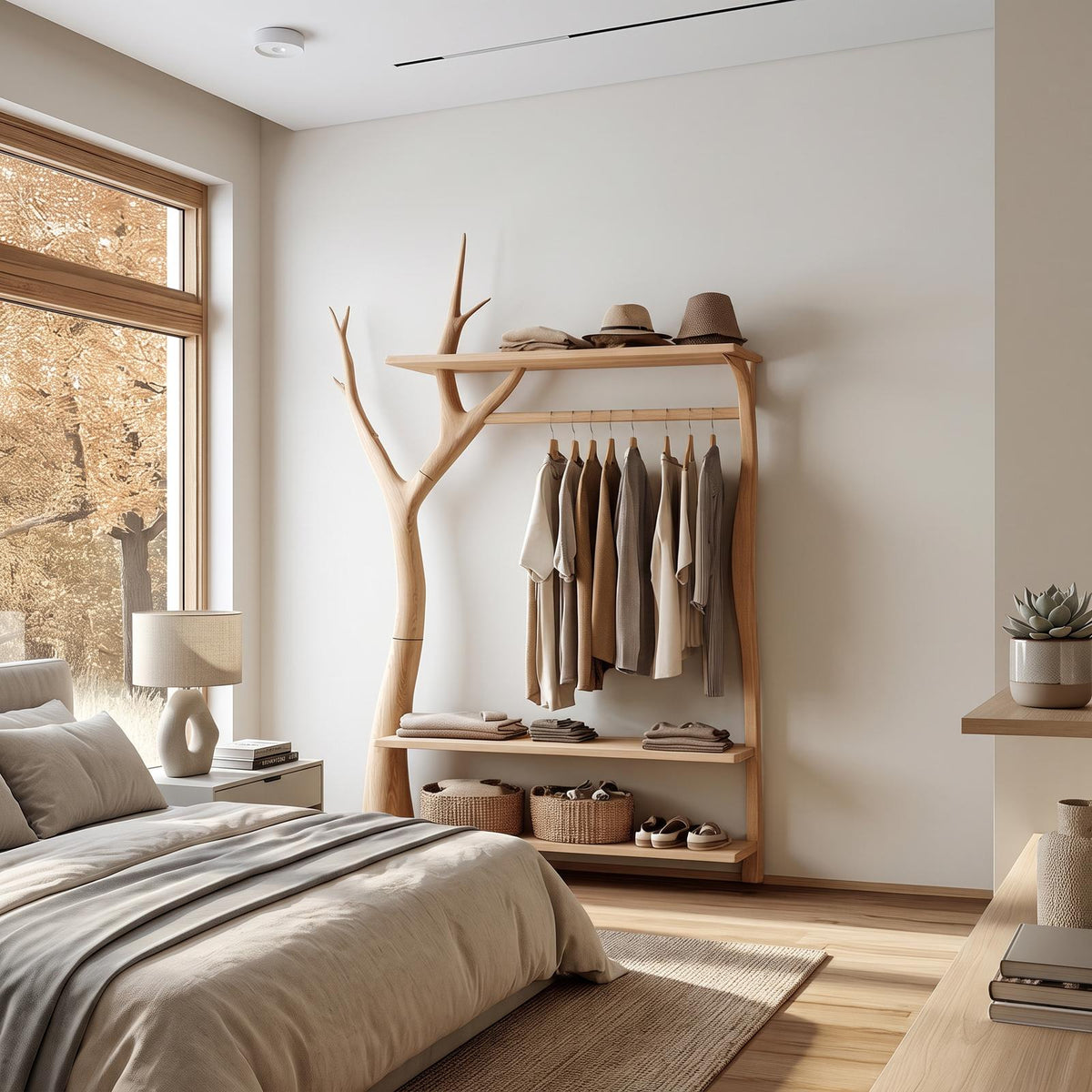 Rustic Tree Clothing Rack Entryway Bedroom Storage