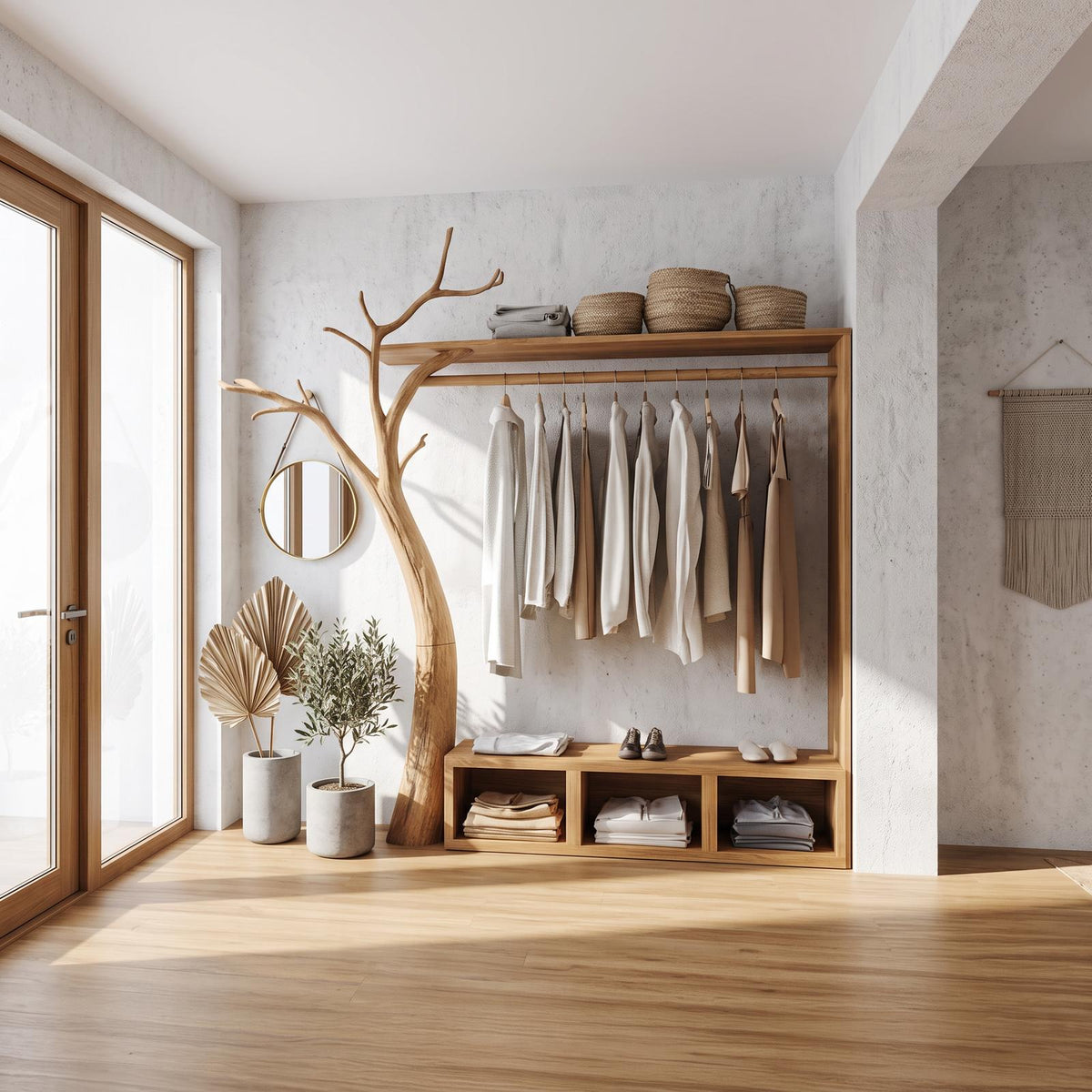Rustic Tree Coat and Clothing Rack Living Room