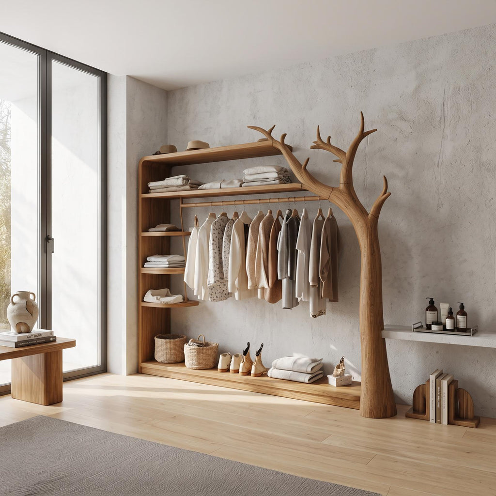 Rustic Tree Wardrobe Rack Bedroom Or Entryway Closet Storage