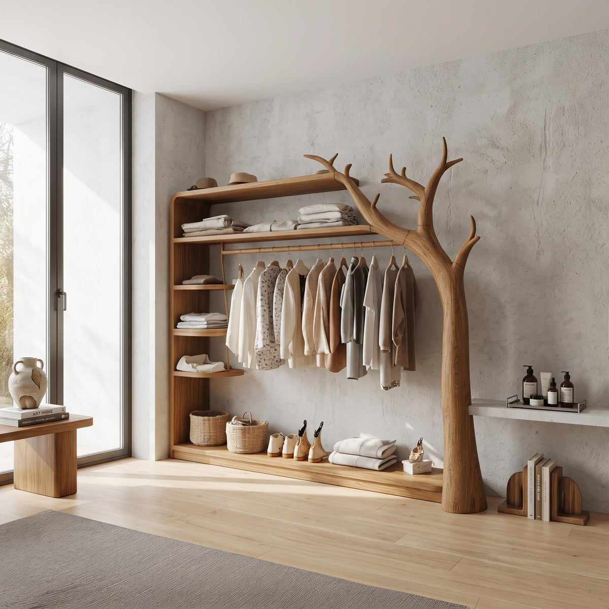 Rustic Tree Wardrobe Rack Bedroom Or Entryway Closet Storage
