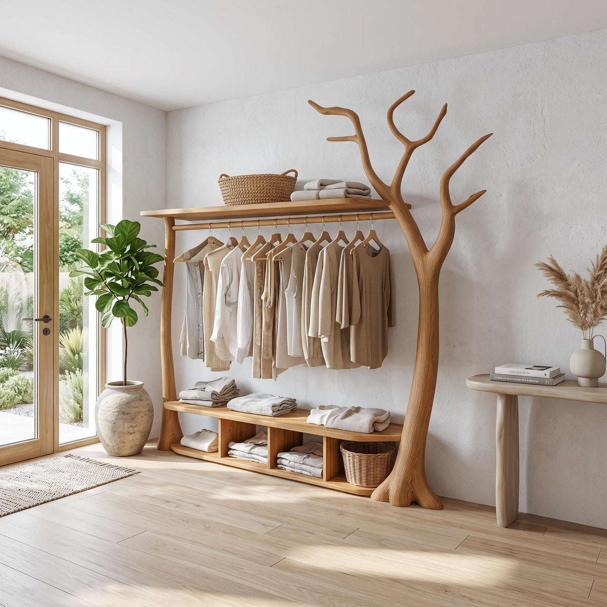 Rustic Tree Clothing Stand Bedroom Mudroom Entryway