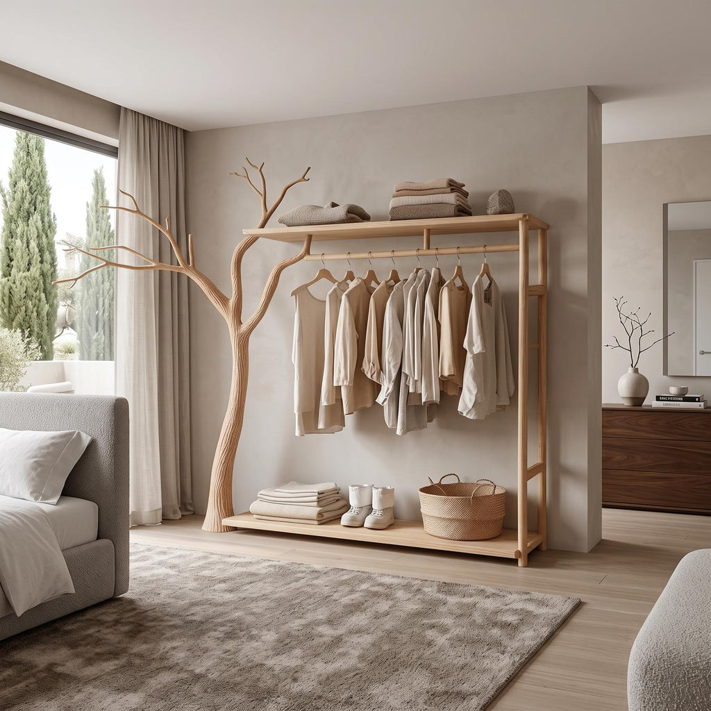 Rustic Clothing Shelf Rack Entryway Bedroom