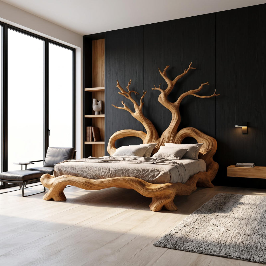 Rustic Artistic Tree Bed Nature Modern Bedroom