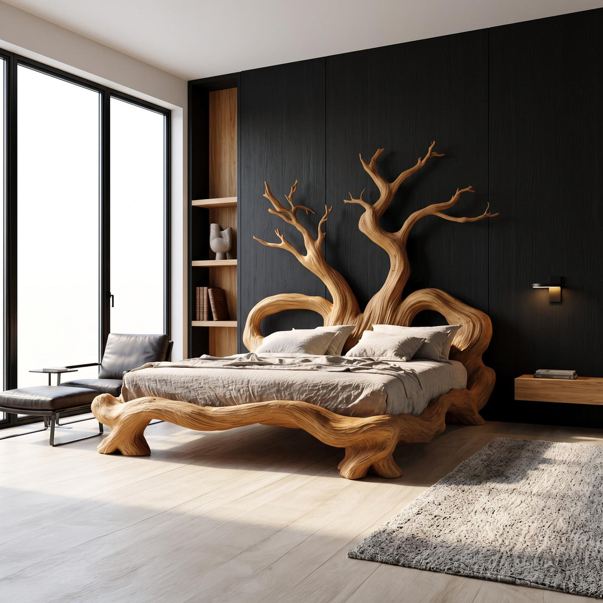 Rustic Artistic Tree Bed Nature Modern Bedroom SINLSAWB071
