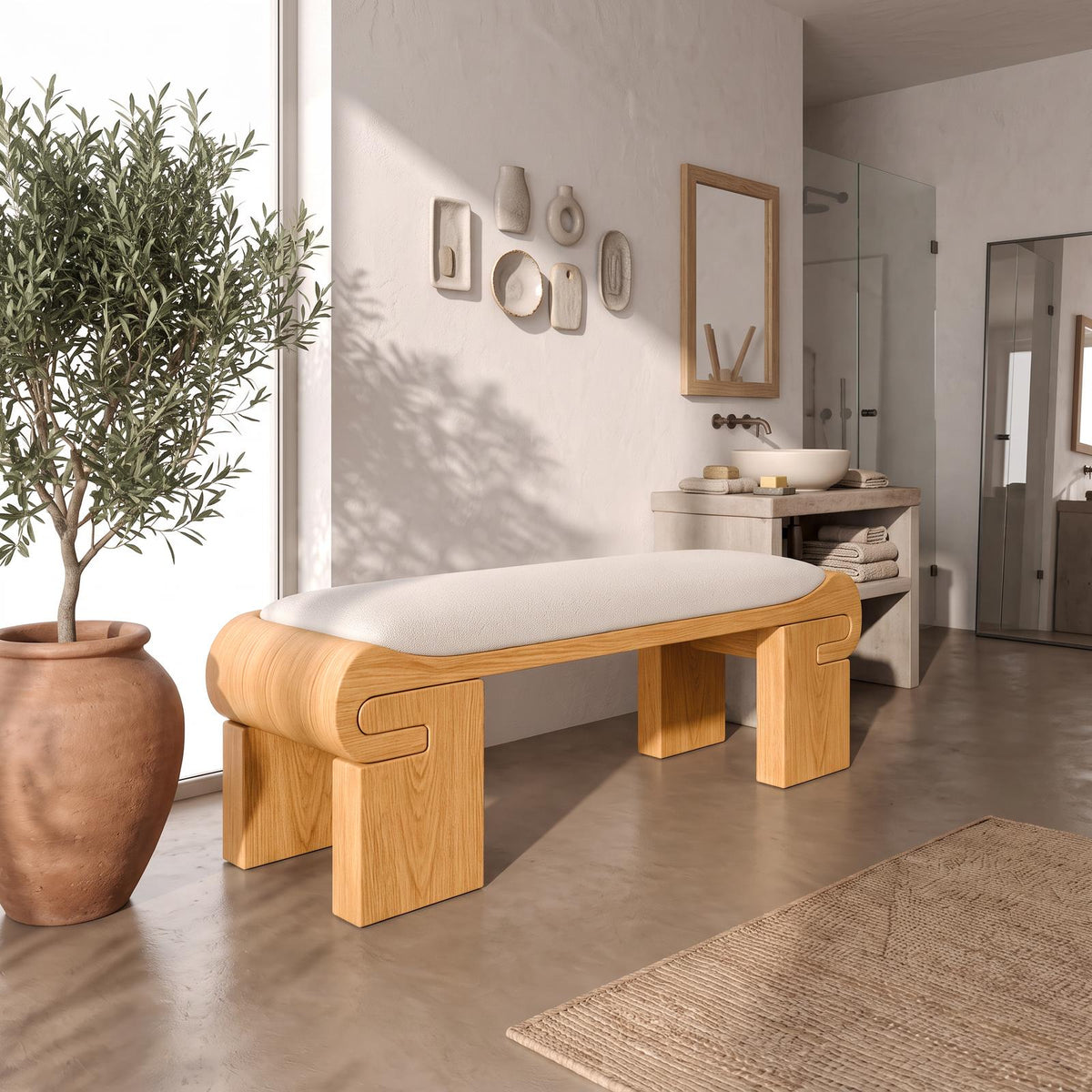 Modern Bench With Low Profile Design For Dressing Room SINLSABEN148