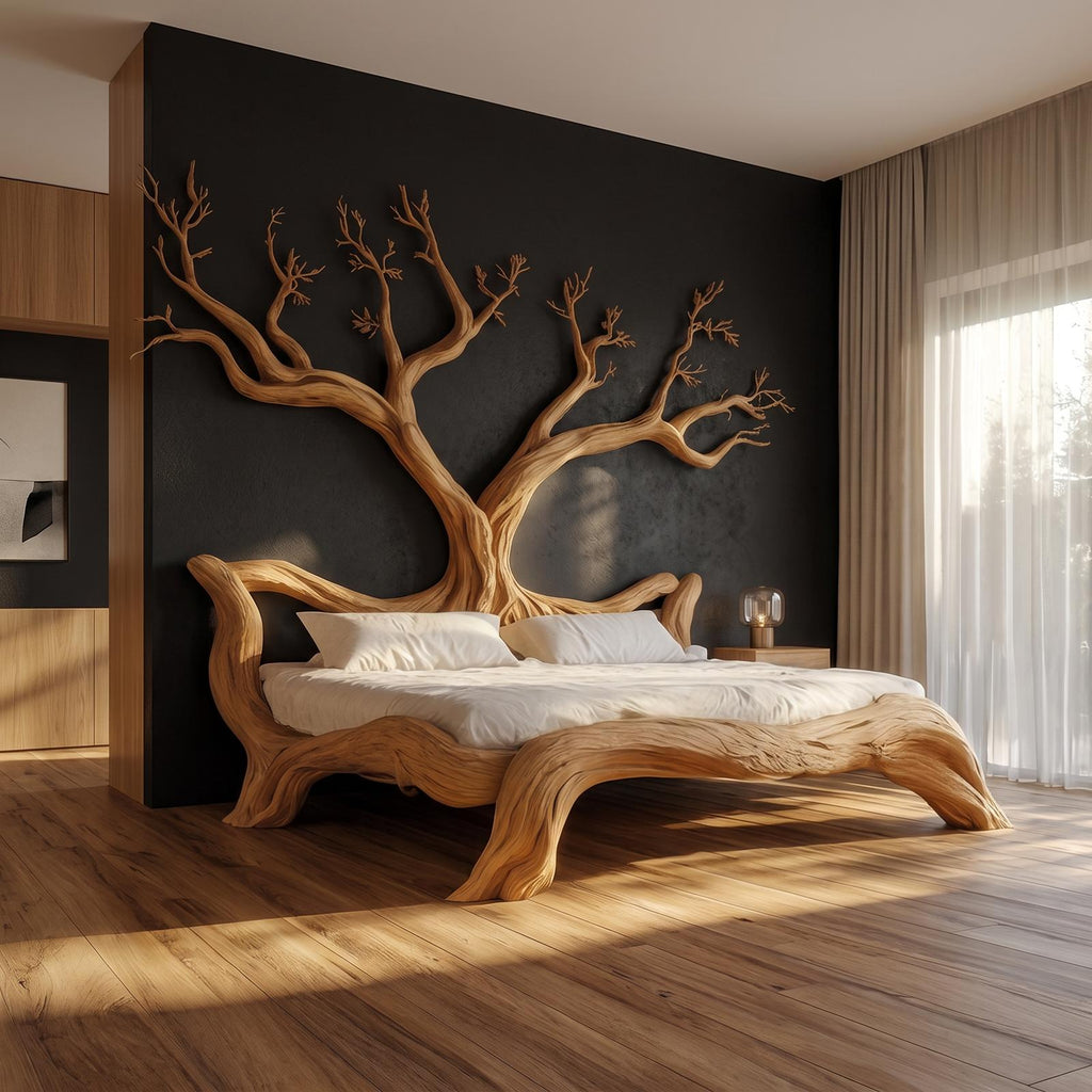 Rustic Rustic Sculptural Tree Bed Organic Bedroom SINLSAWB074