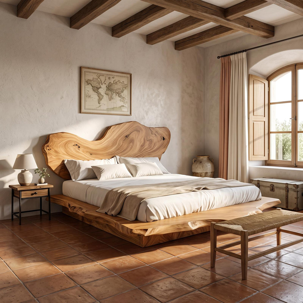 Rustic Handcrafted Wooden Bed Bedroom SINLSAWB076