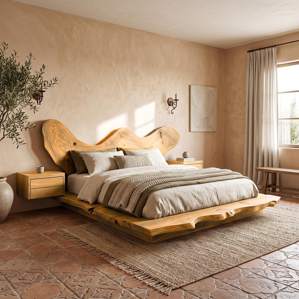 Rustic Bedroom Solid Wood Platform Bed