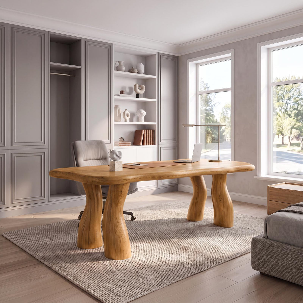 Modern Halloween Office Desk With Interconnected Curved Legs For Home Office