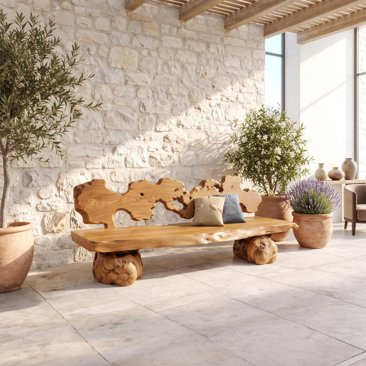 Contemporary Halloween Garden Bench With Interwoven Branch Design For Patio SINLSAGDB011