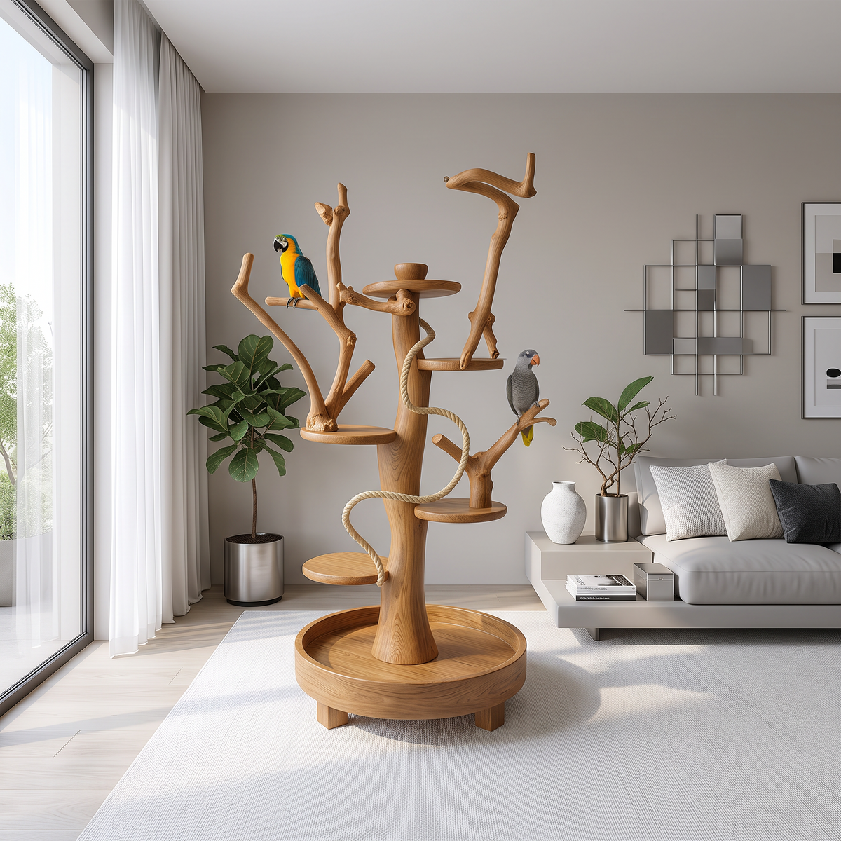 Natural Tree Parrot Playground For Living Room And Bird Space