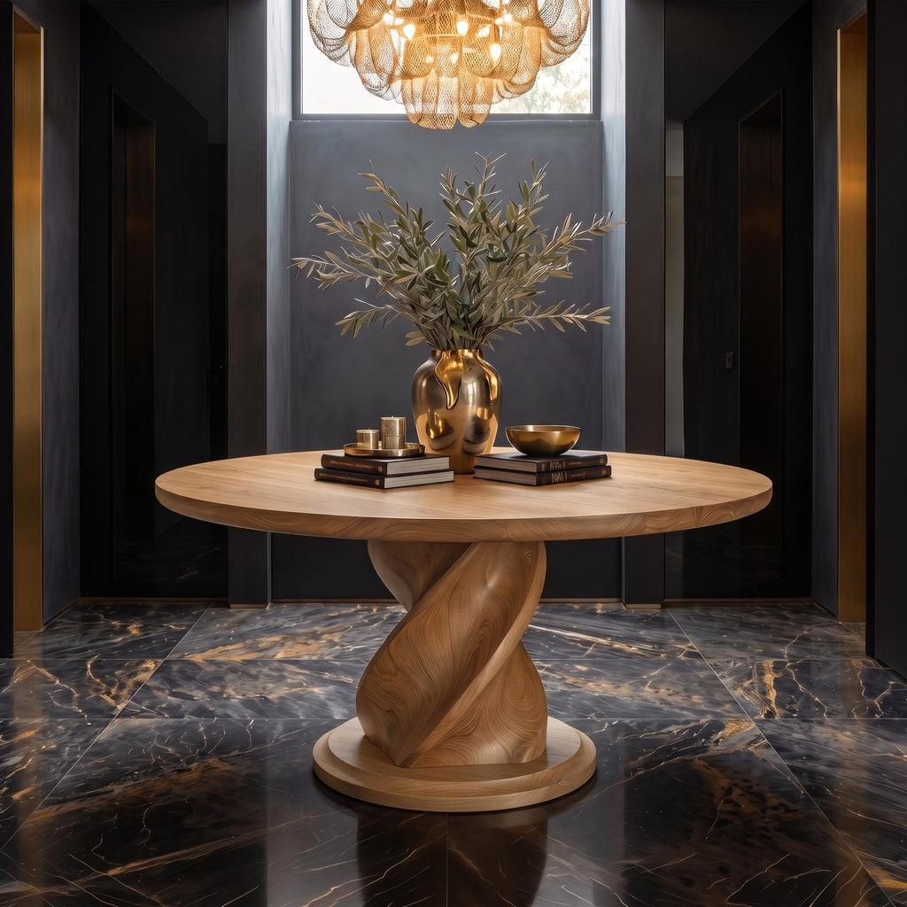 Modern Luxury Twist Pedestal Entry Table For Entryway And Hallway