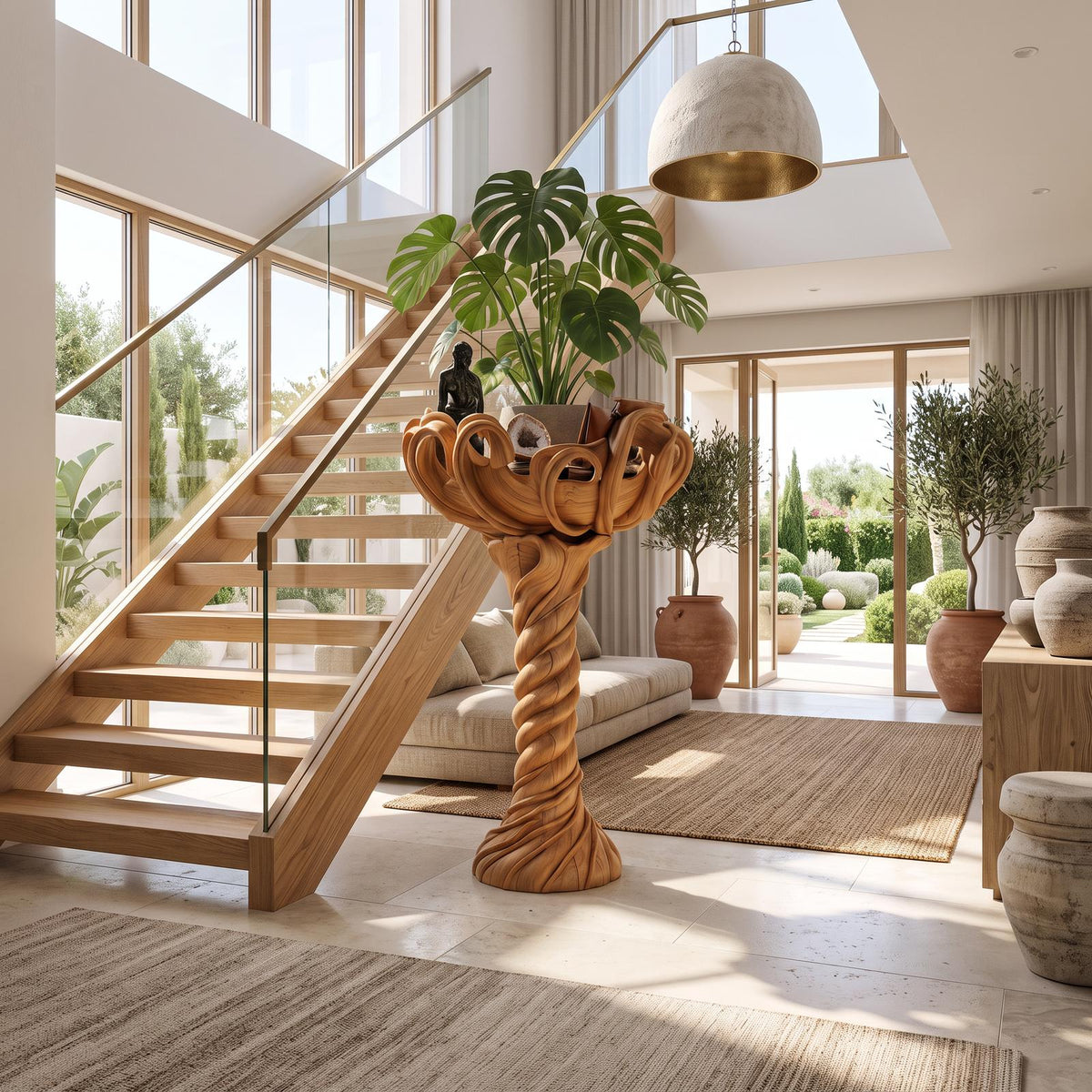 Modern Indoor Plant Stand With Organic Branch Silhouette For Living Room And Office SINLSAPT017