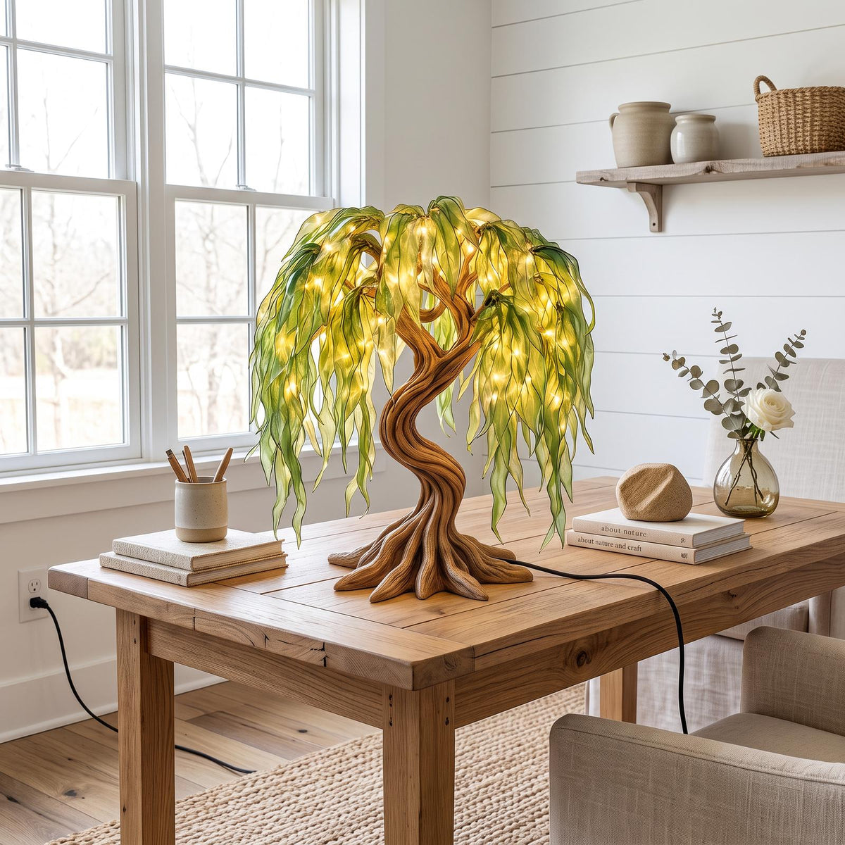 Modern Sculptural Bonsai Tree Table Lamp For Living Room