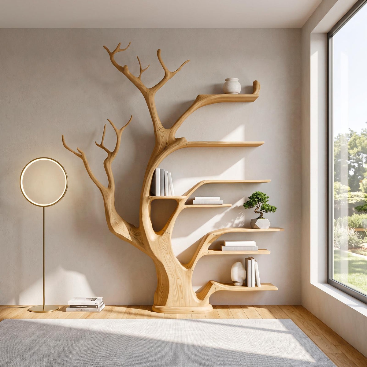 Rustic Tree Bookshelf Living Bedroom