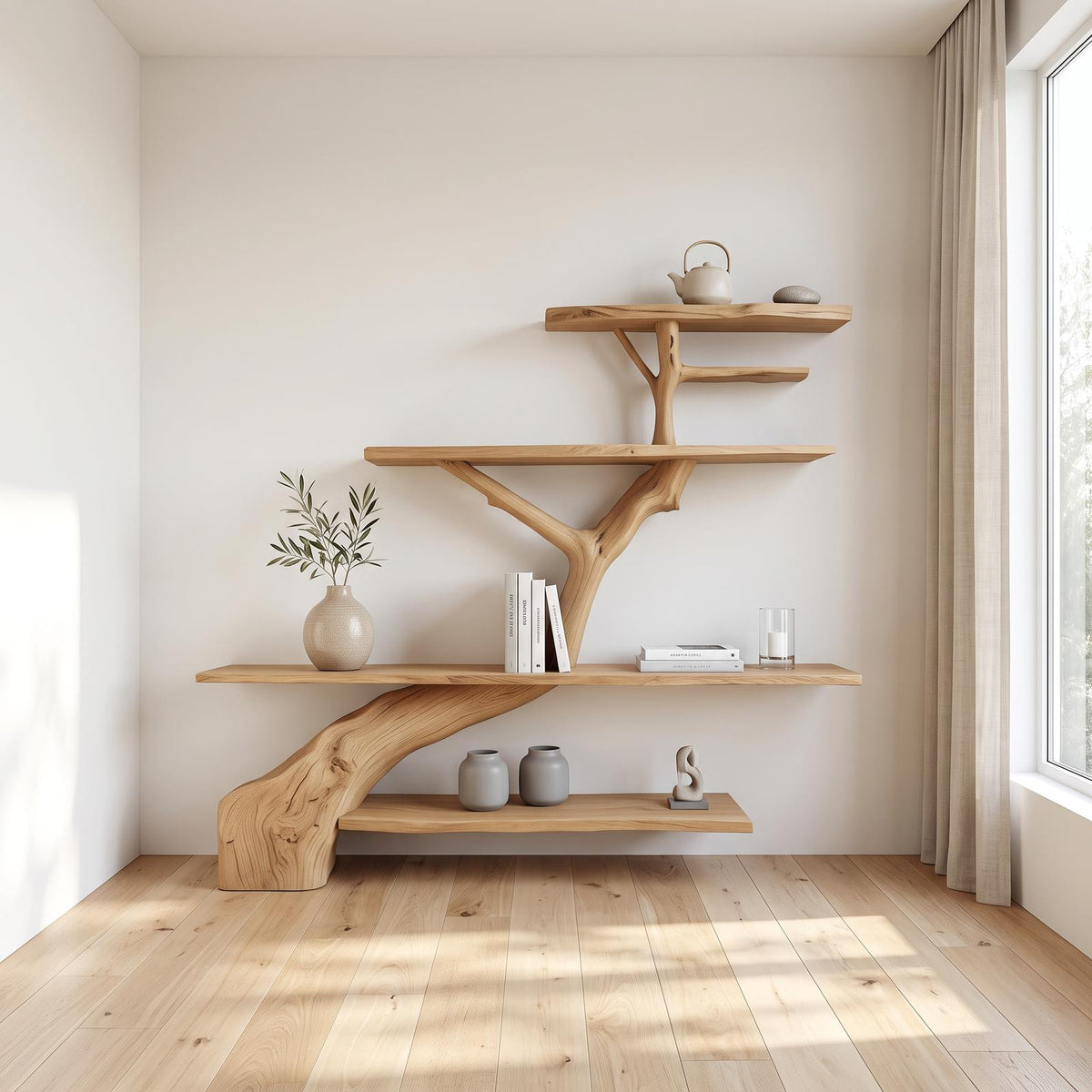 Rustic Tree Shelf Entry Living Room