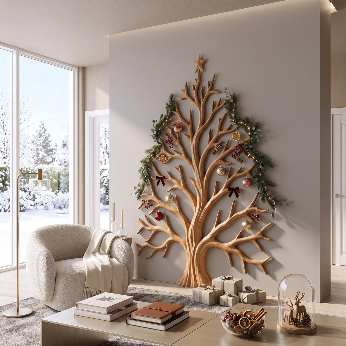 Contemporary Christmas Wall Decor With Artistic Tree Silhouette For Hallway SINLSAWA138