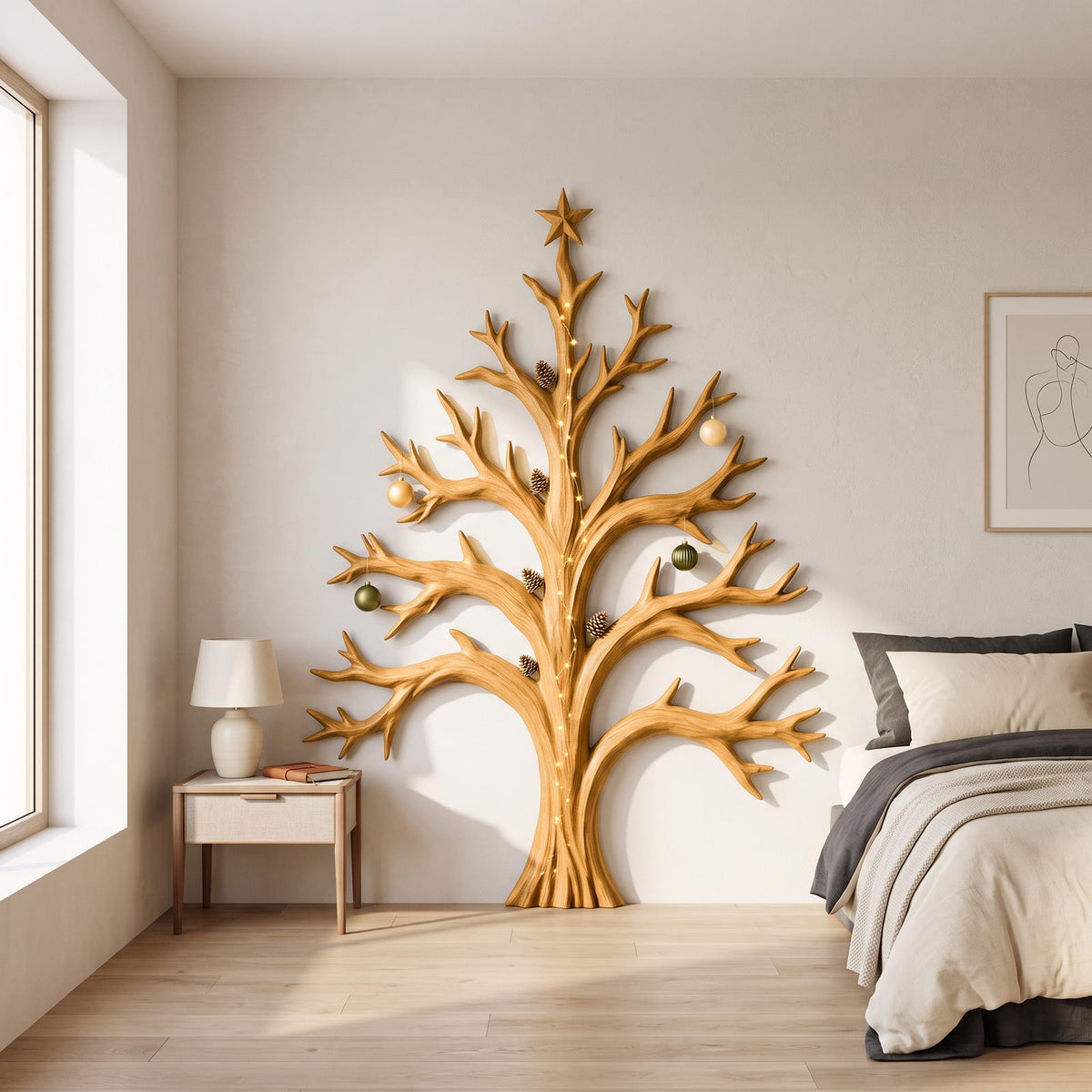 Natural Christmas Tree Wall Decor With Twisted Tree Branches For Entryway SINLSAWA141