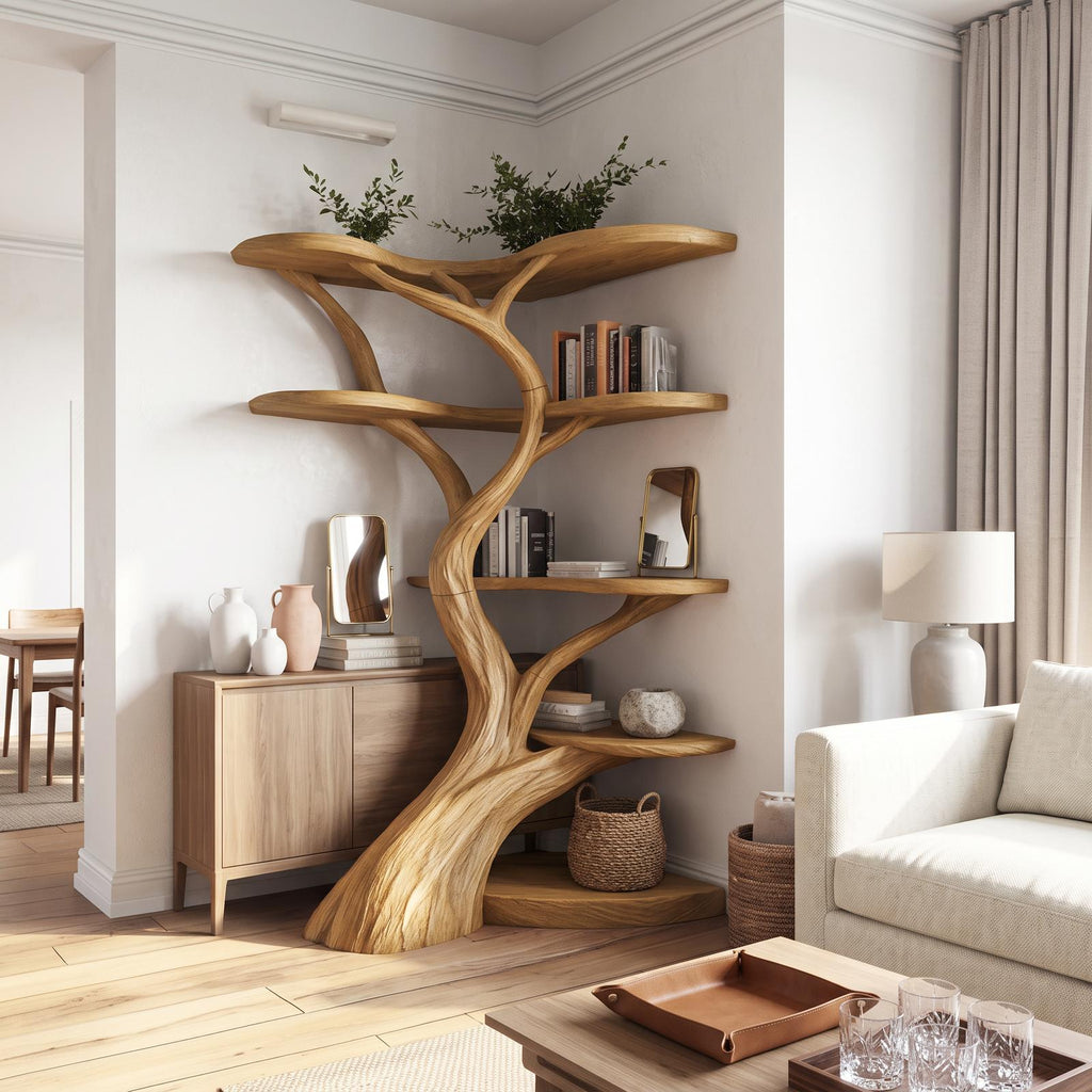 Rustic Tree Corner Shelf Living Room Or Bedroom SINLSATB693