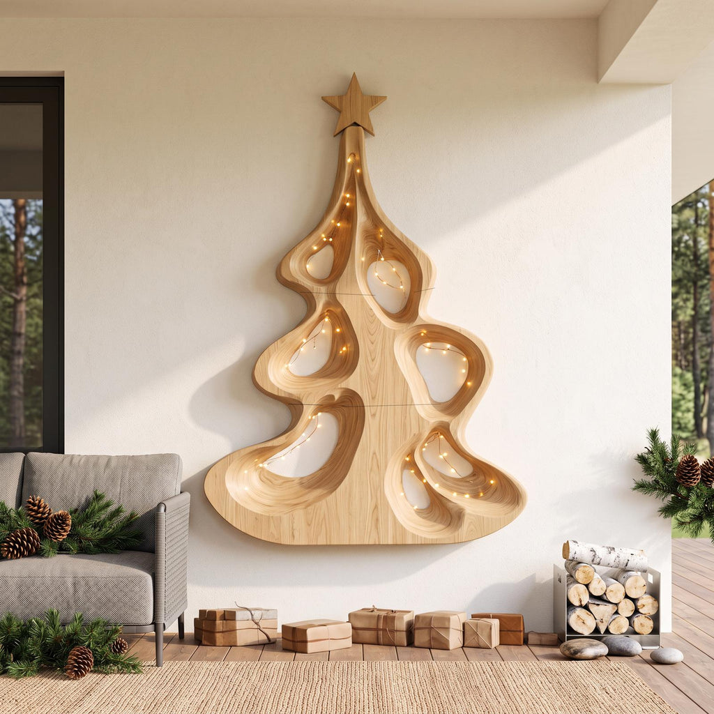Modern Christmas Wall Decor With Artistic Hollow Tree Form For Entryway