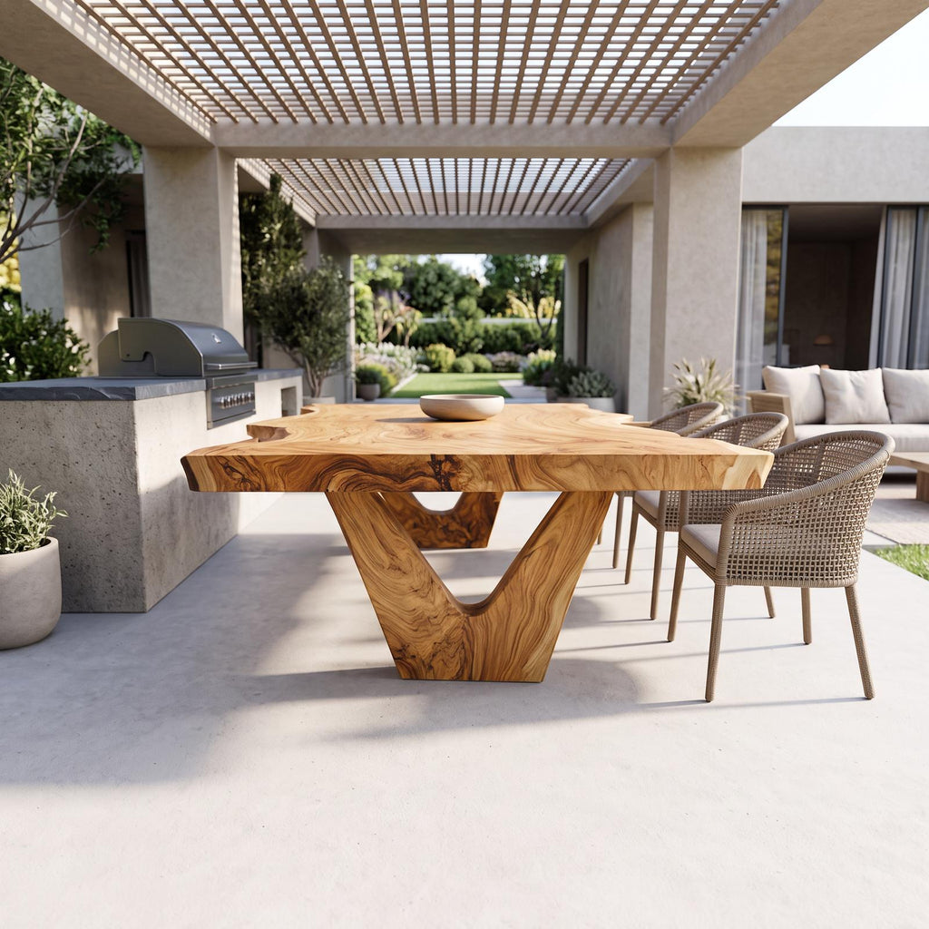 Rustic Sculptural Dining Table For Dining Room And Open Interior