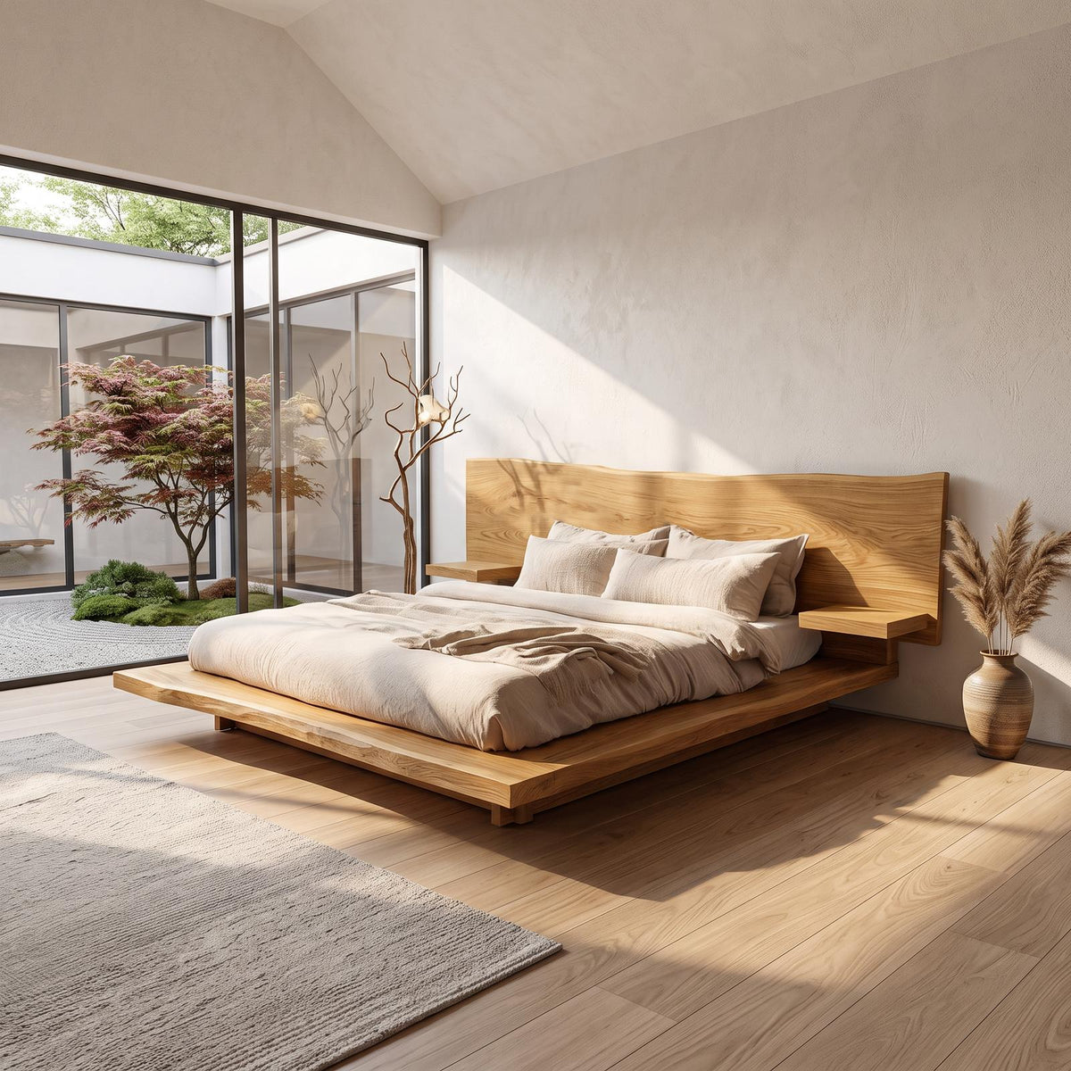 Rustic Wooden Bedframe Farmhouse Bedroom SINLSAWB028