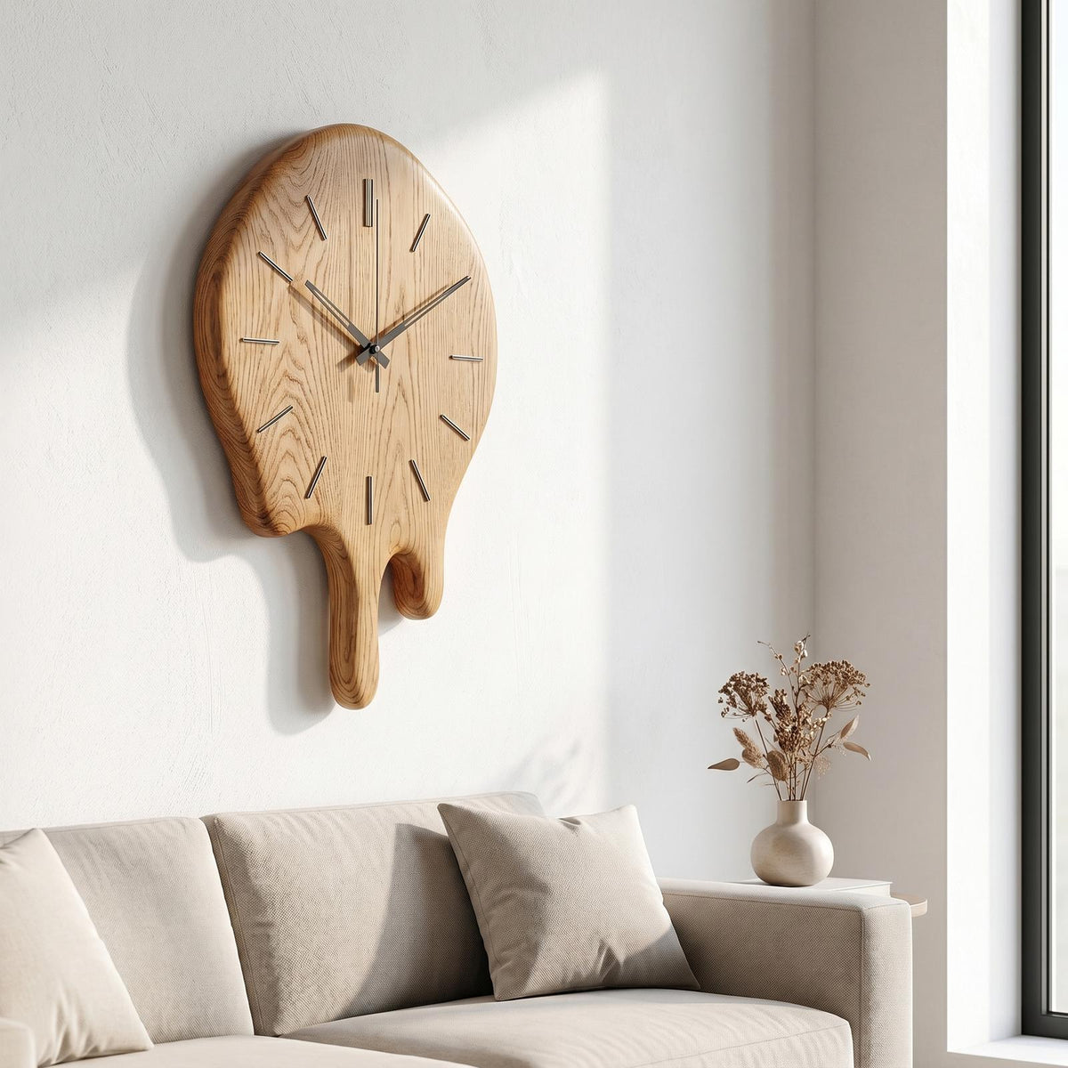 Handcrafted Wood Wall Clock With Live Edge Tree Slice Design For Living Room SINLHACK028