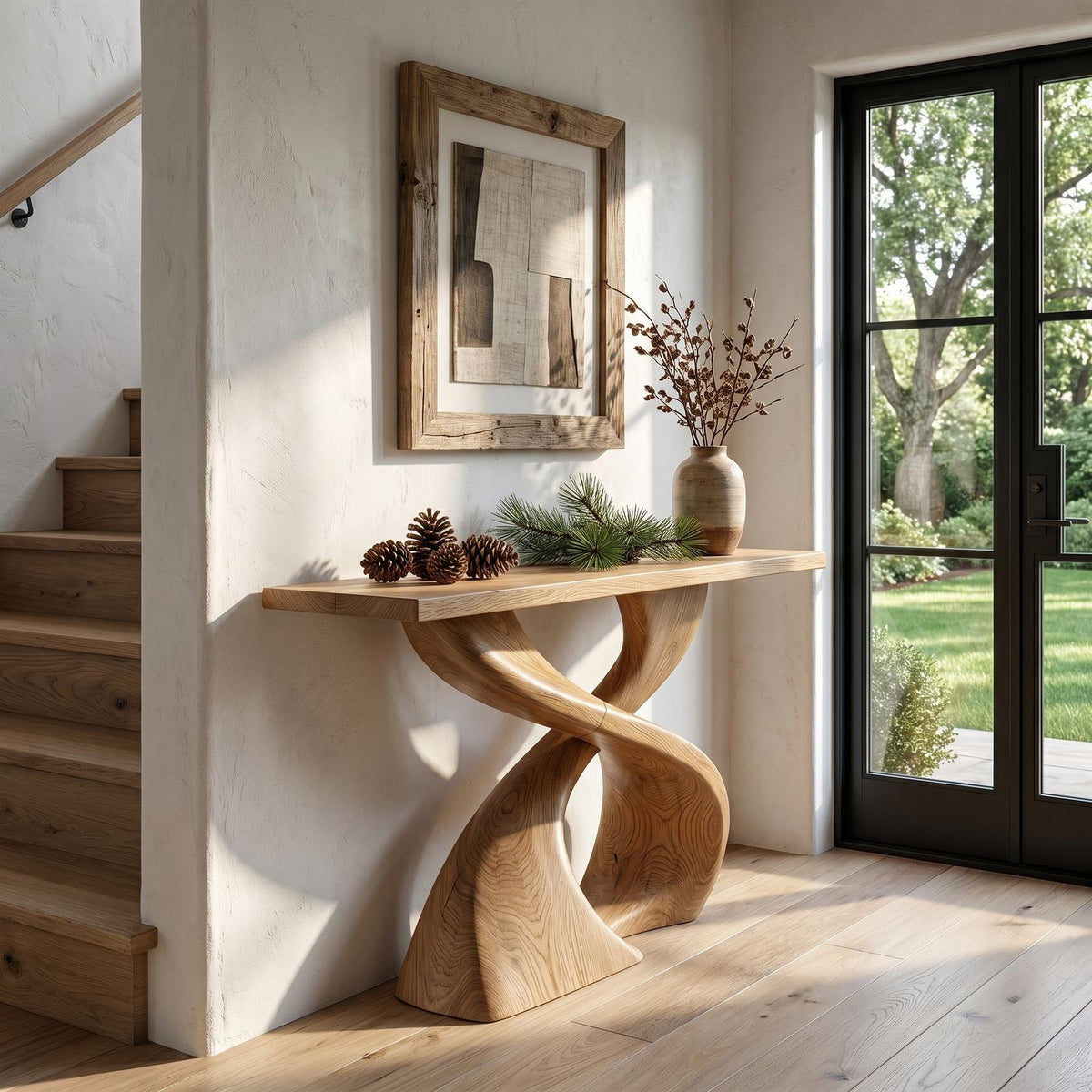 Sculptural Console Table With Twisted Tree Inspired Design For Hallway