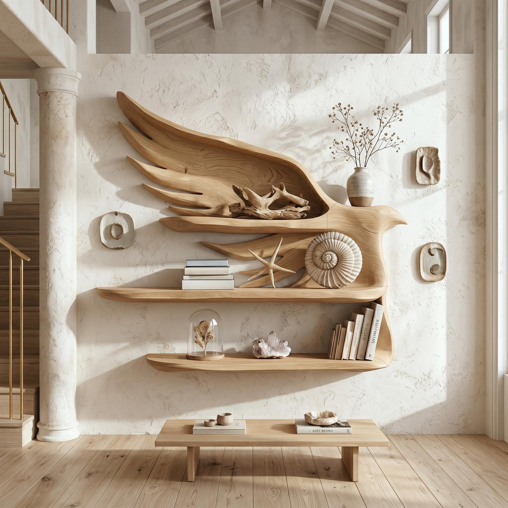 Handcrafted Wave Bookshelf With Artistic Curved Structure For Home Decor