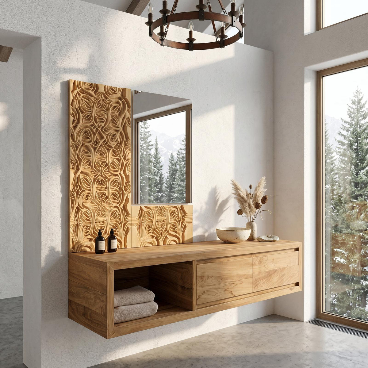 Organic Modern Floating Bathroom Vanity With Open Storage SINLHABRV314
