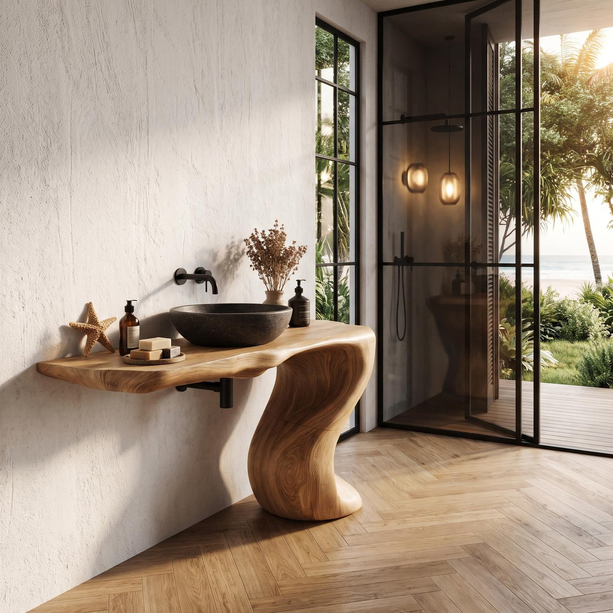Organic Modern Bathroom Vanity With Tree Root Inspired Design For Powder Room SINLHABRV316