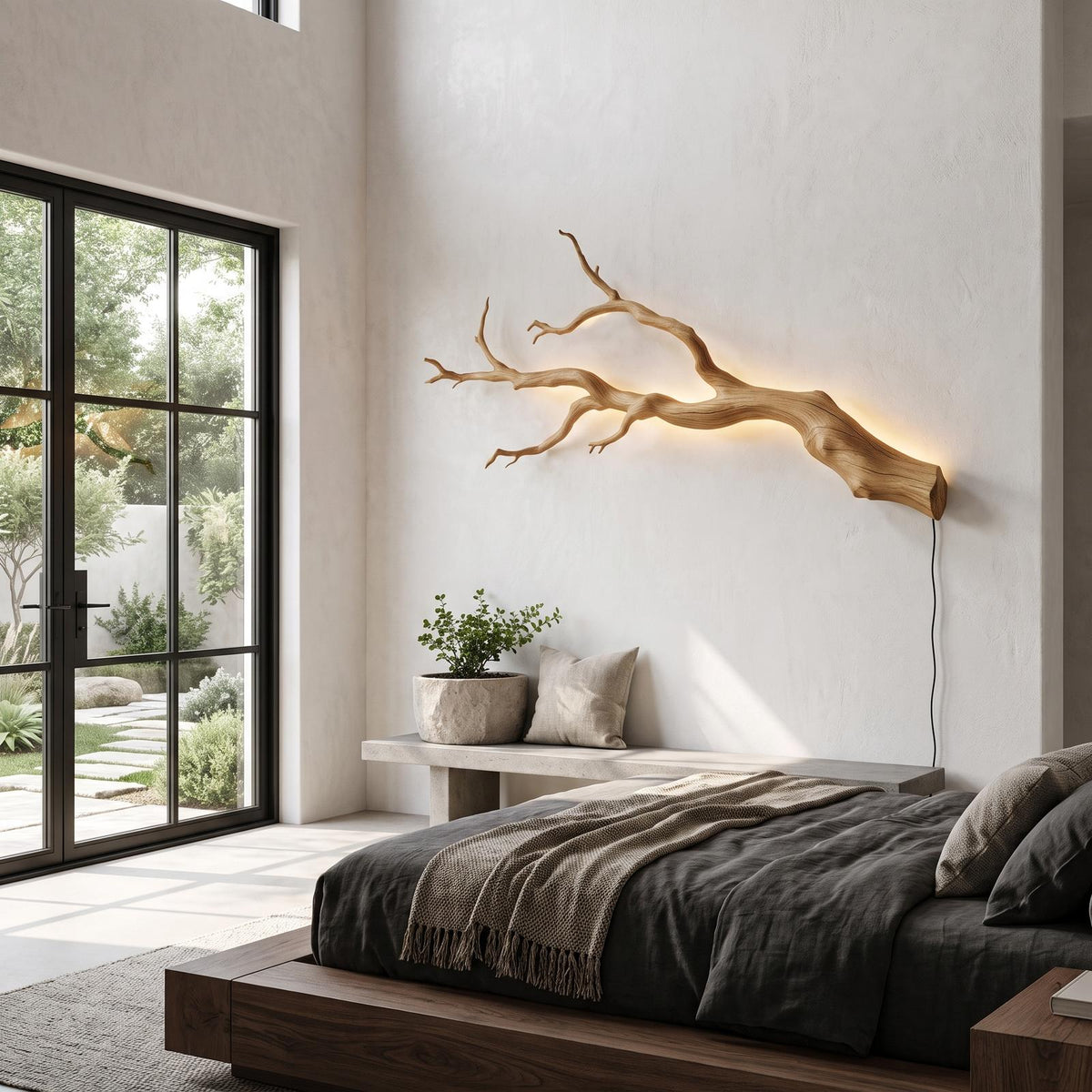Organic Wall Lamp With Sculptural Tree Branch Design For Living Room
