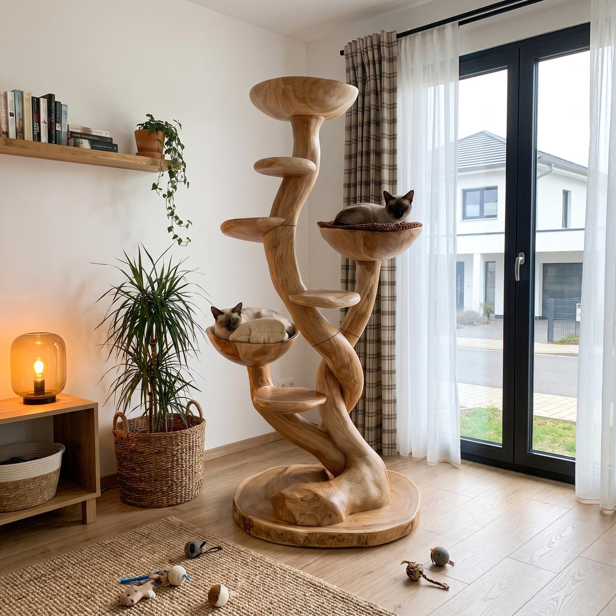 Organic Sculptural Cat Tree With Multi Level Platforms For Indoor Cats