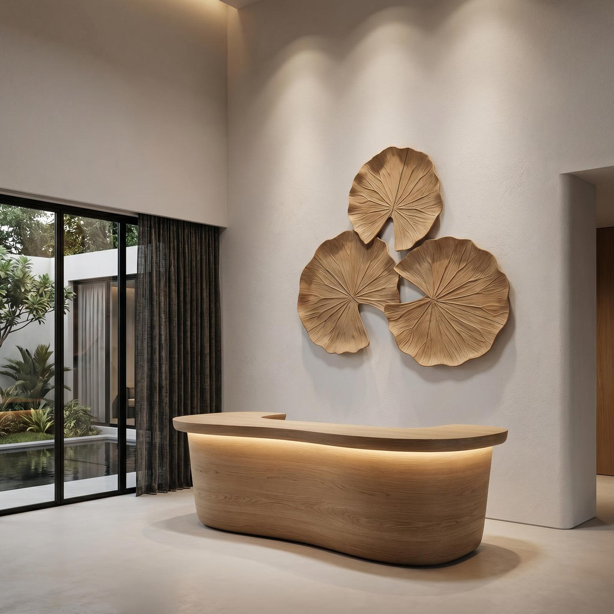 Modern Wood Wall Sculpture With Abstract Floral Design For Living Room