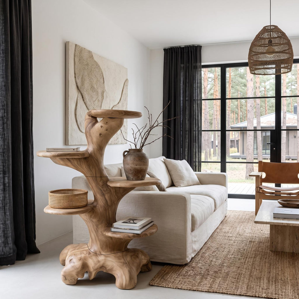 Minimalist Side Table With Integrated Storage For Living Room
