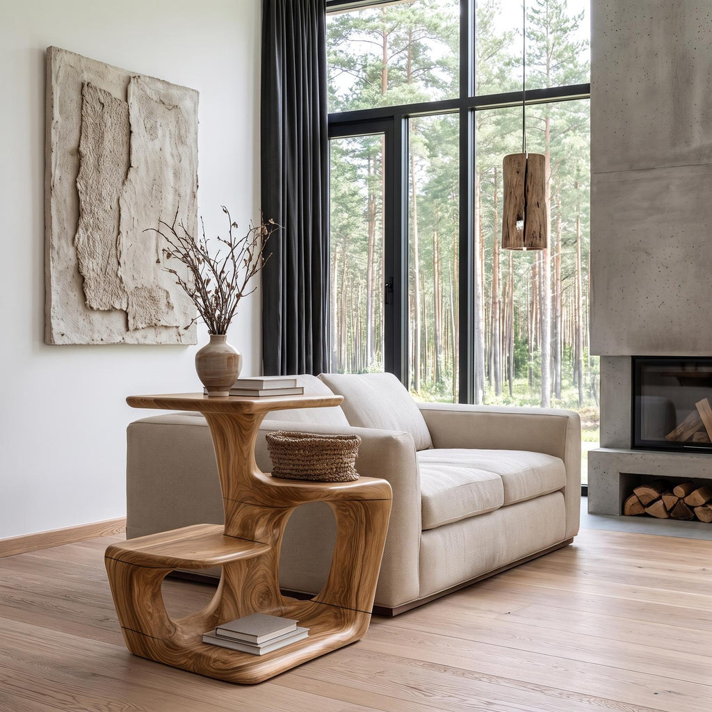 Modern Sculptural Side Table With Curved Form For Living Room