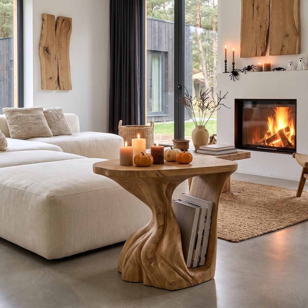 Contemporary Beside Table Halloween Inspired With Sculptural Base For Living Room