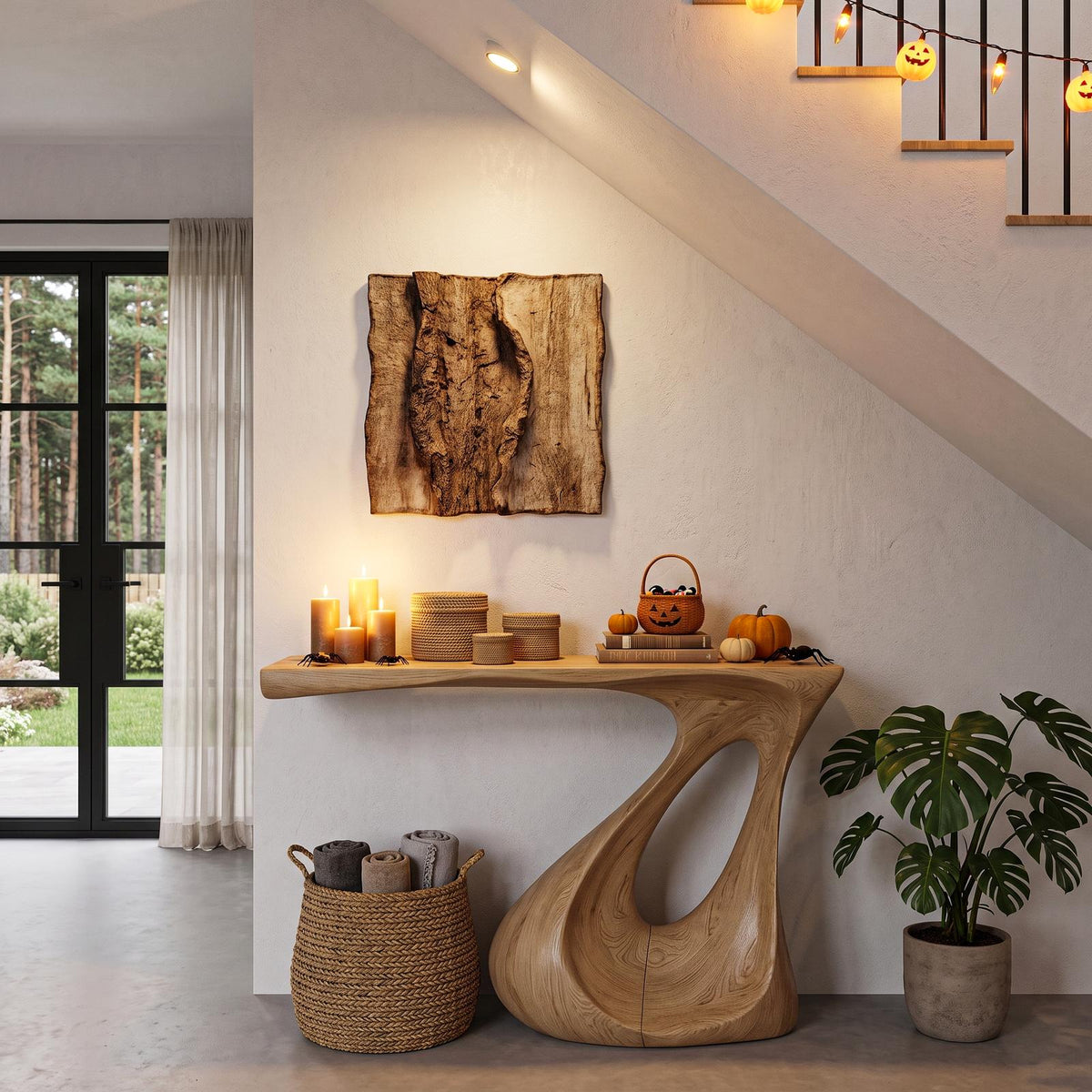 Contemporary Halloween Statement Console Table With Curved Open Base For Living Room SINLHACS709