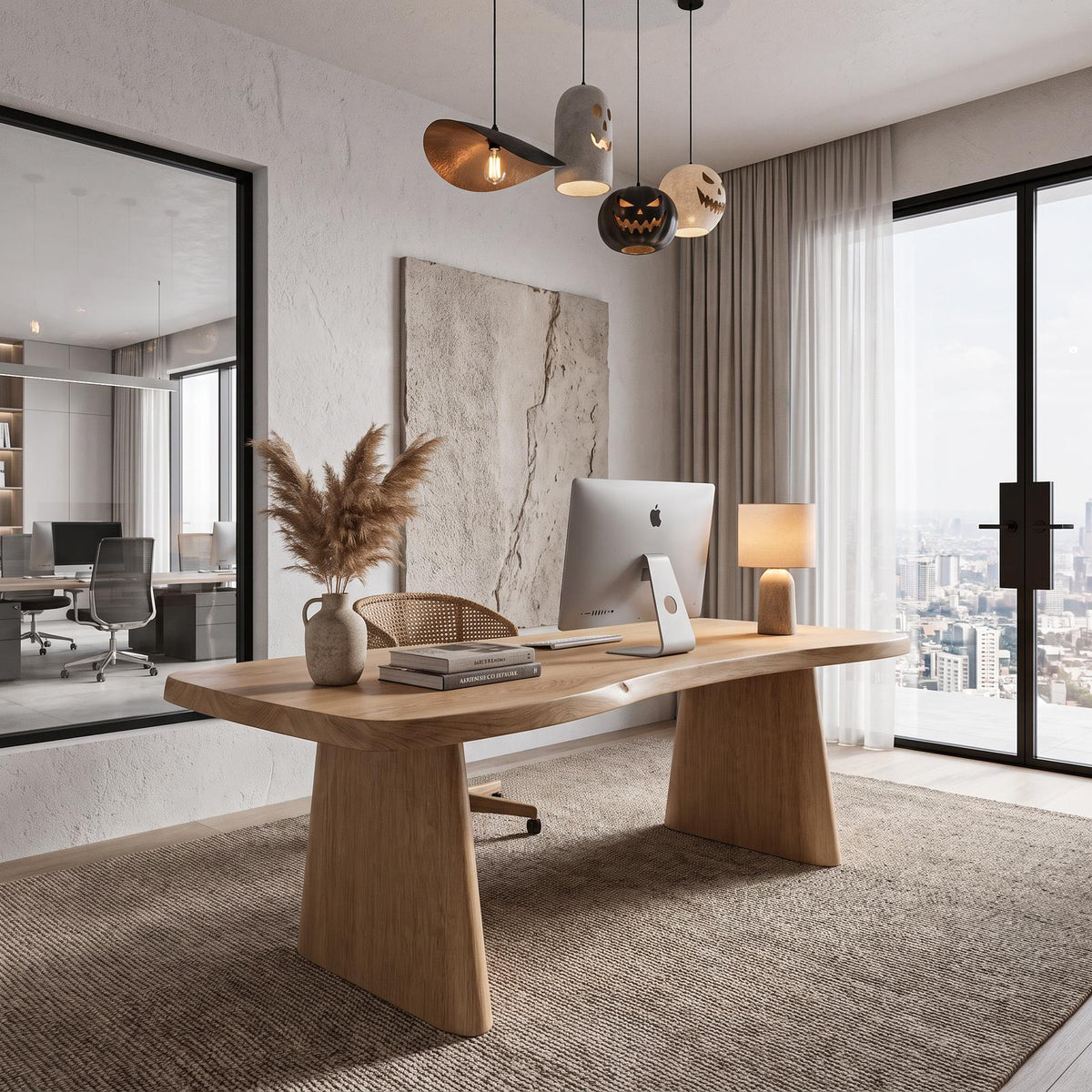 Modern Desk With Natural Edge Top And Sculptural Legs For Home Office