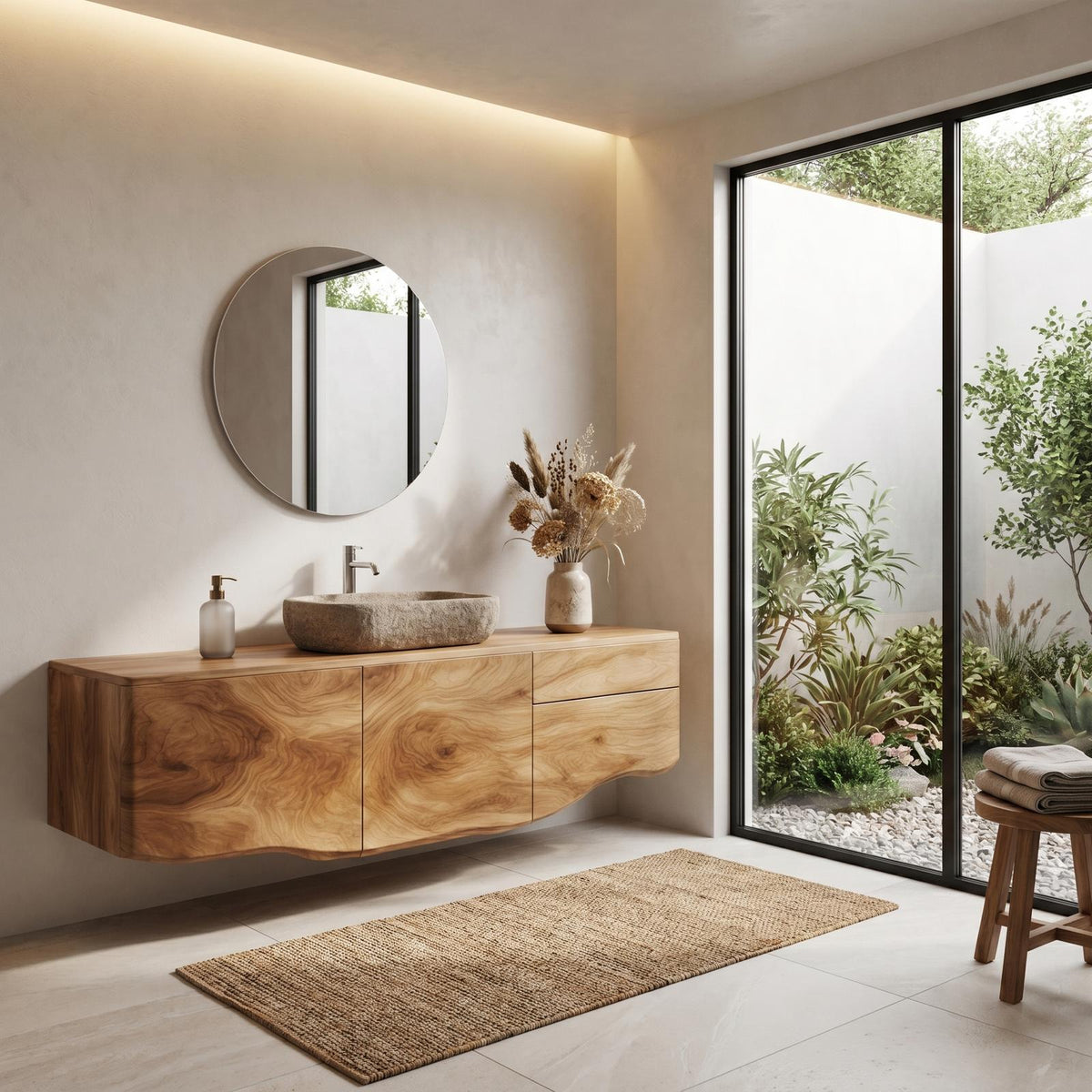 Spry Interior Wall Mounted Wooden Bathroom Vanity, Floating Wood Storage Cabinet & Sink Console for Modern Powder Room & Bathroom, SINLHABRV297