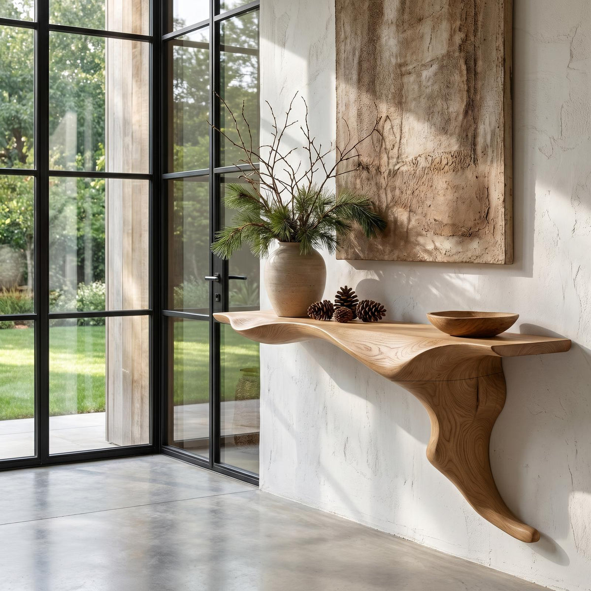 Organic Wall Mounted Console Table With Sculptural Tree Root Design For Entryway SINLHACS656