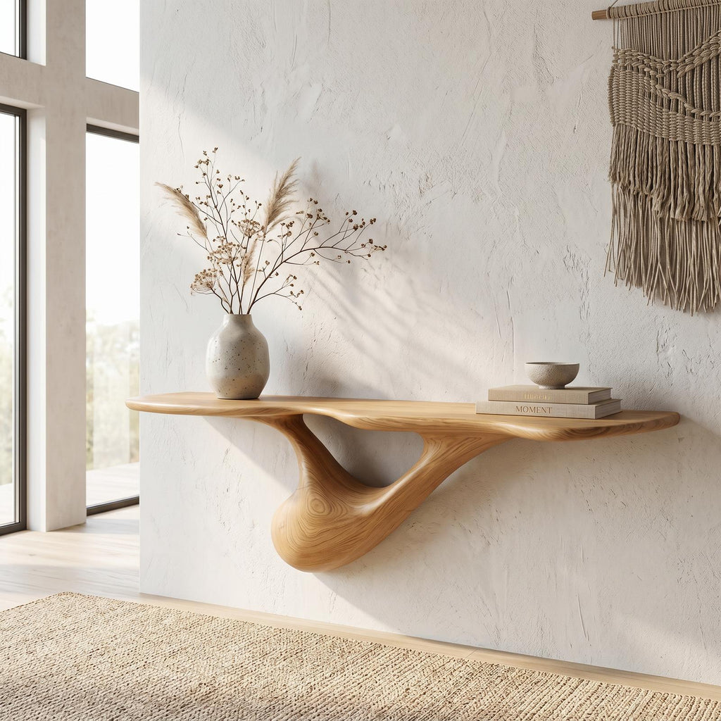 Organic Wall Mounted Console Table With Sculptural Tree Root Design For Entryway SINLHACS656