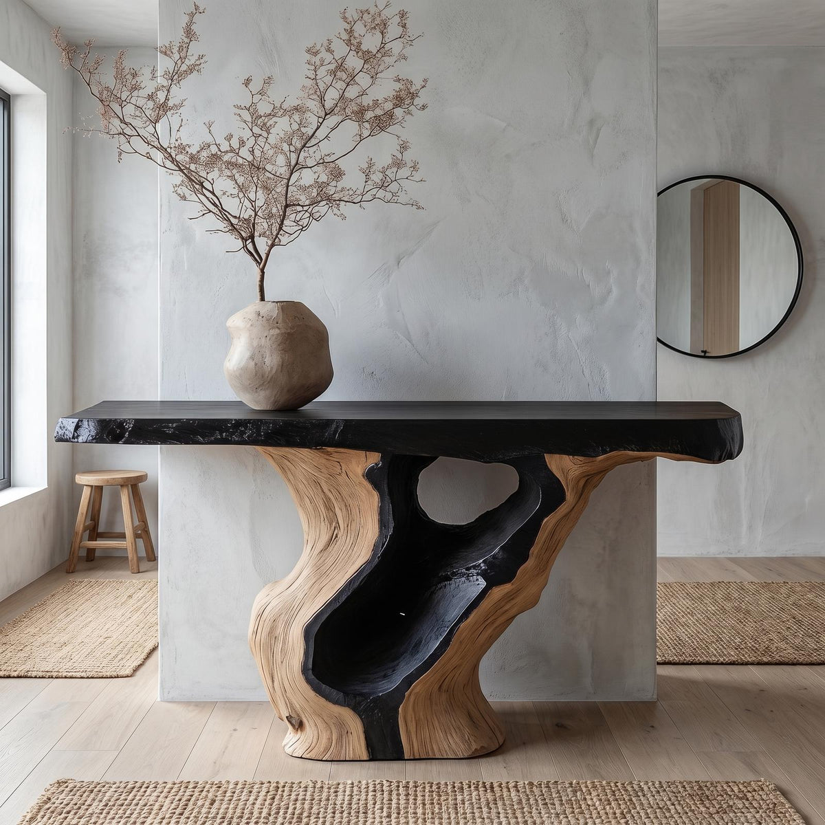 Spry Interior Sculptural Tree Root Console Table, Rustic Natural Solid Wood Entryway Table & Living Room Credenza, SINLHACS567