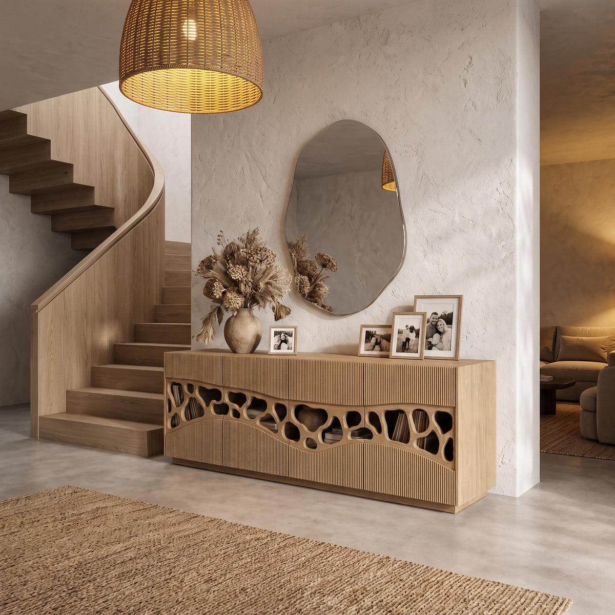 Contemporary Sideboard With Organic Cutout Design For Dining Room And Living Room SINLHASD002