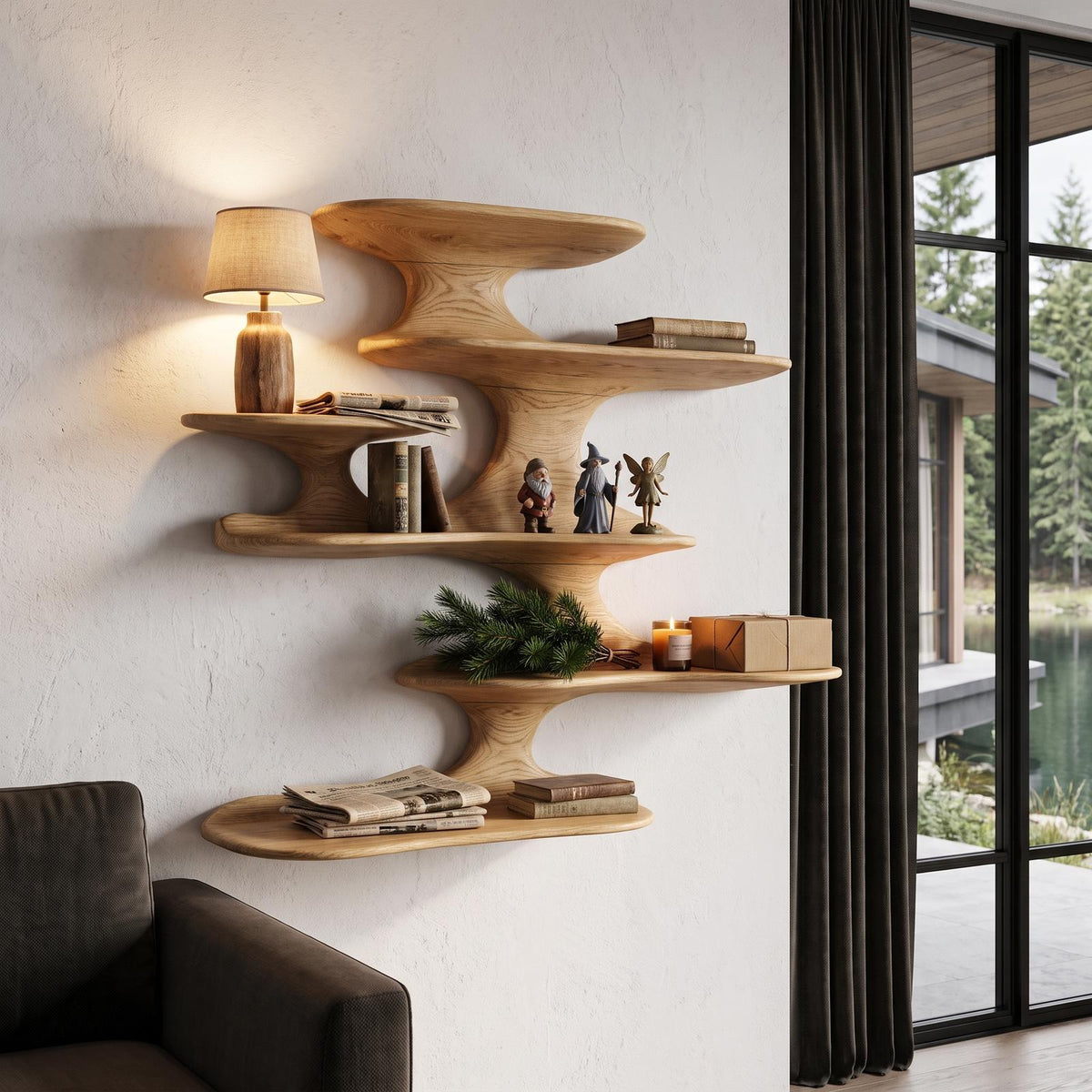 Minimalist Floating Shelf Handcrafted Solid Wood Design For Bedroom