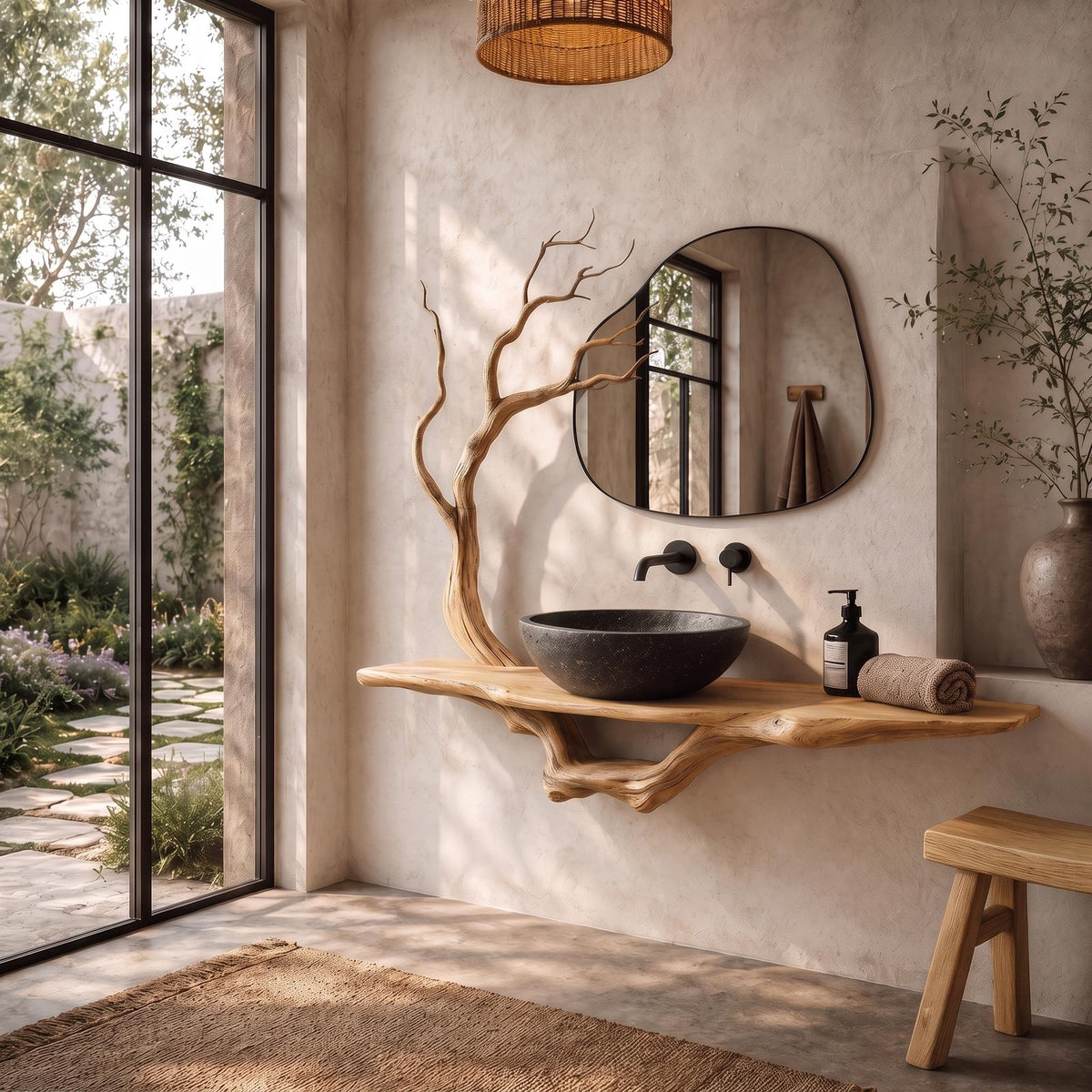 Organic Tree Branch Bathroom Vanity Wall Mounted Sink Console SINLHABRV327